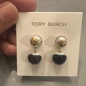 Tory Burch Black and Gold Drop Earrings